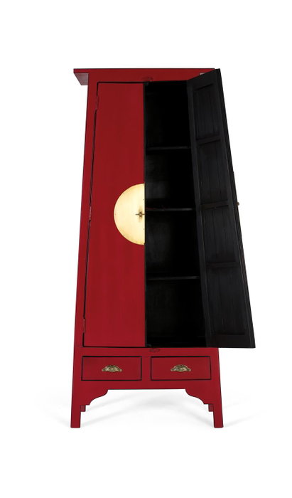 GINER Y COLOMER Armario de madera de mango con 2 puertas y 2 cajones, Rojo